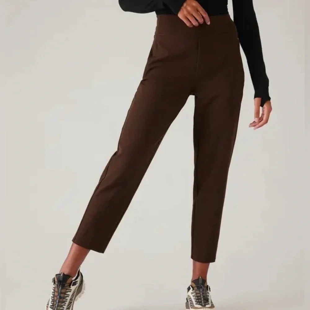 Athleta Brown Straight-Leg Cropped Pants - Picture 1 of 10